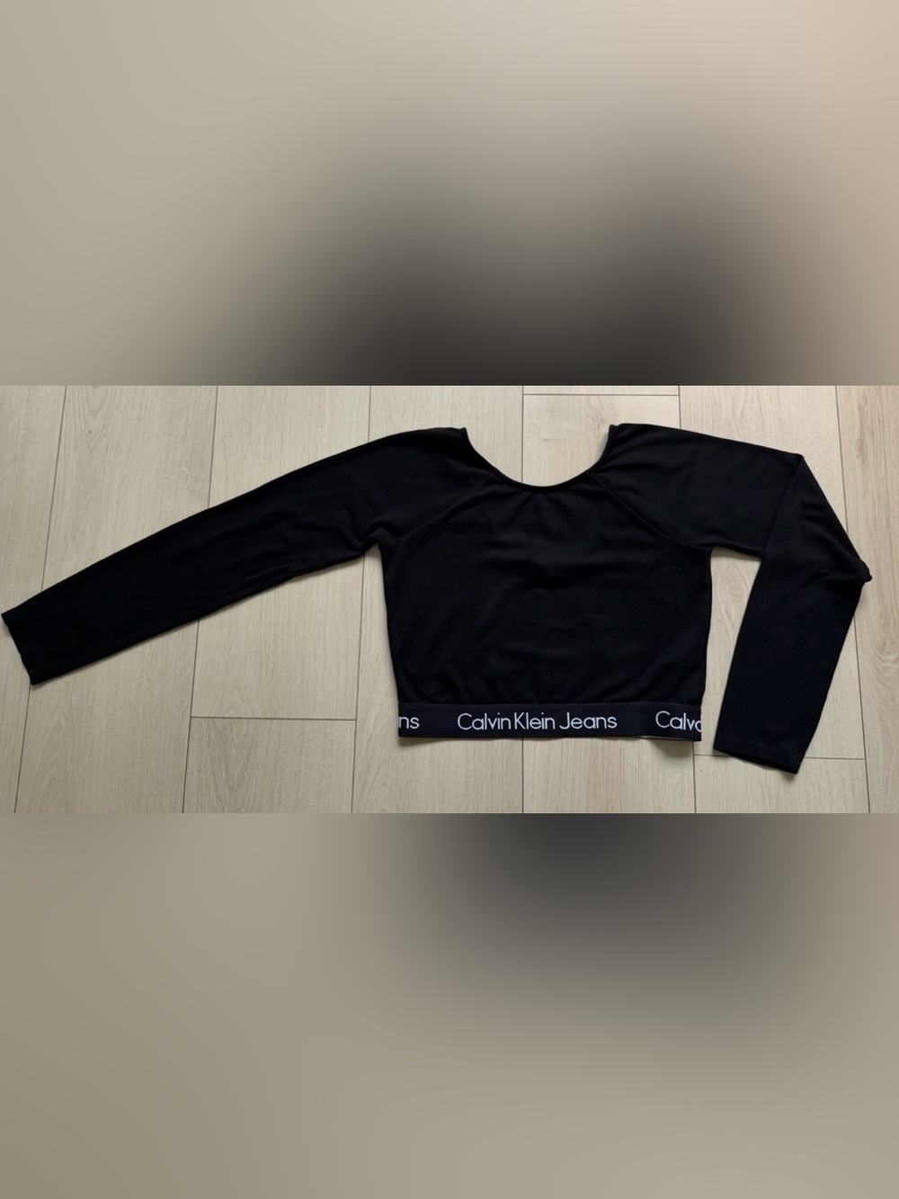 Calvin Klein Jeans Black Logo-Band Cropped Sweatshirt